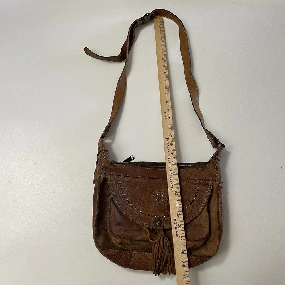 Patricia Nash Camila Leather Crossbody‎ Bag Purse Distressed Boho Cowgirl B8